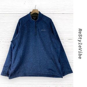 EDDIE BAUER Men’s Size XXL Pullover Fleece 1/4 Zipper Heather Embroidered Logo